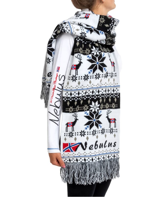 Écharpe norvégienne en tricot, énorme, BIGGEST weiß-schwarz