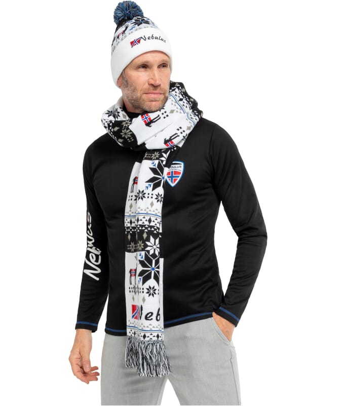 Noorse gebreide sjaal, enorm, BIGGEST weiß-schwarz