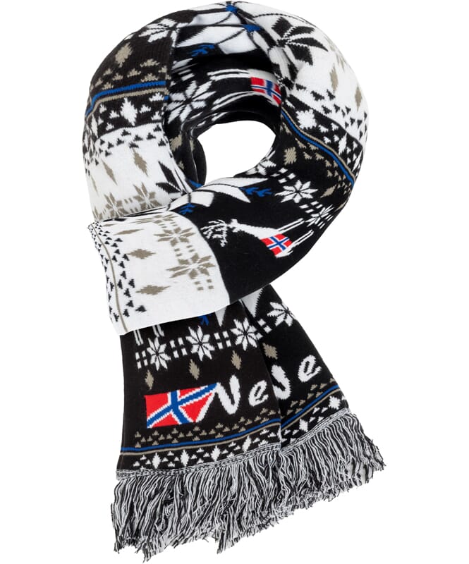 Norwegian knitted scarf, giant, BIGGEST schwarz-weiß