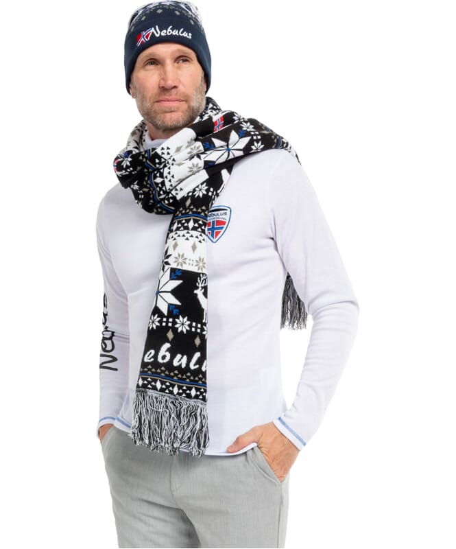 Norsk strikket halstørklæde, stort, BIGGEST schwarz-weiß