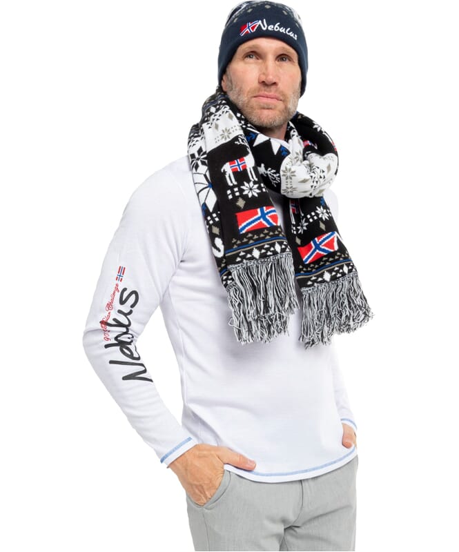 Écharpe norvégienne en tricot, énorme, BIGGEST schwarz-weiß