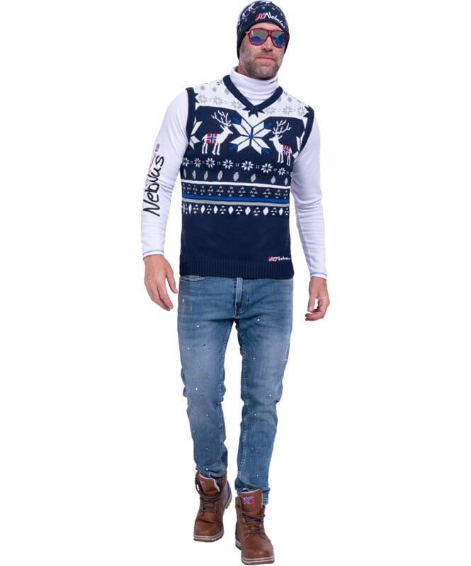 Pull sans manches norvégienne SLEEVER Homme navy-offwhite