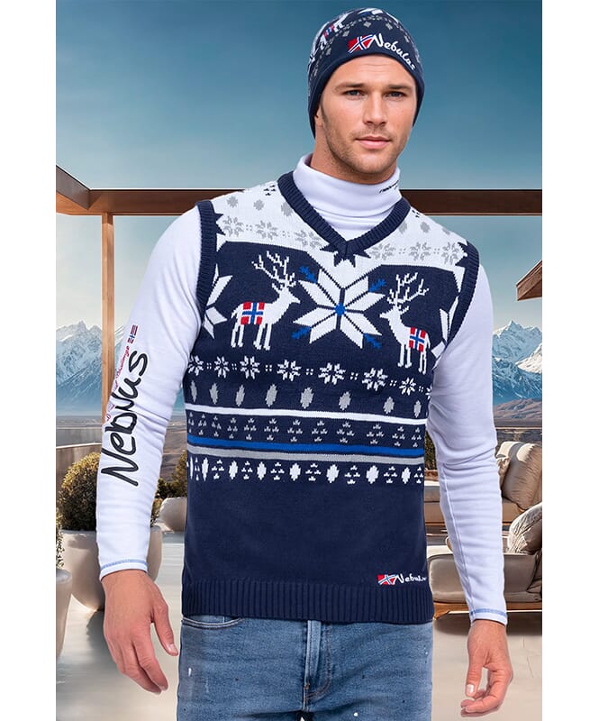 Maglione giromanica norvegese SLEEVER Uomo navy-offwhite