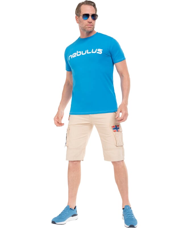 T-Shirt LEOS Herren skyblue-weiß