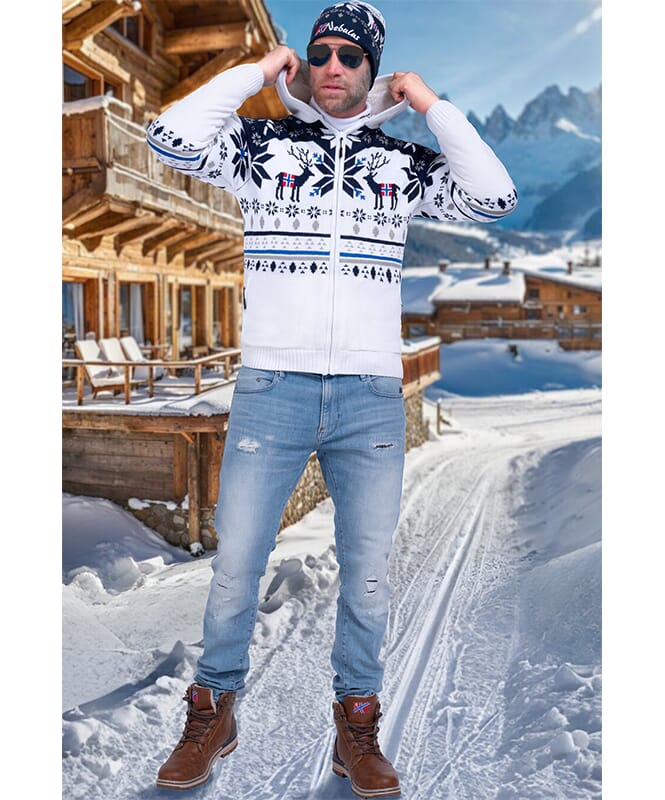 Giacca norvegese con cappuccio NORON Uomo offwhite-navy