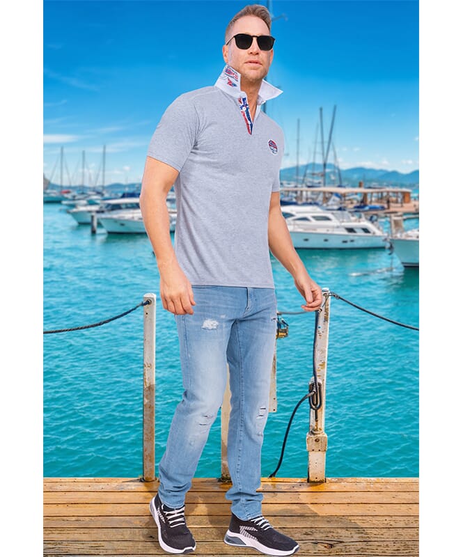 Polo shirt REBOUND Men grau-weiß