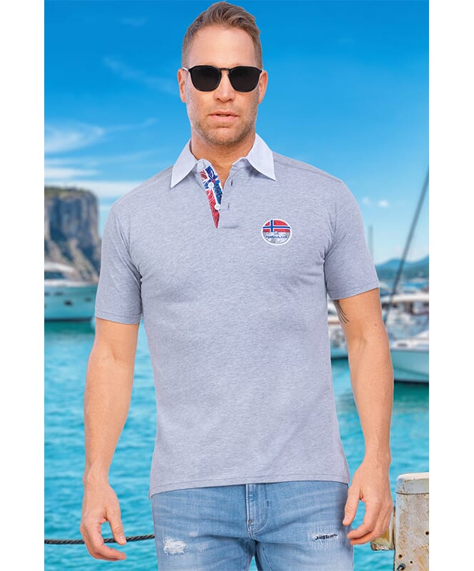 Polo shirt REBOUND Men grau-weiß