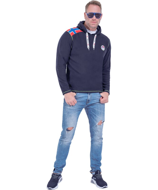 Pull à capuche polaire FILE Homme navy-lime