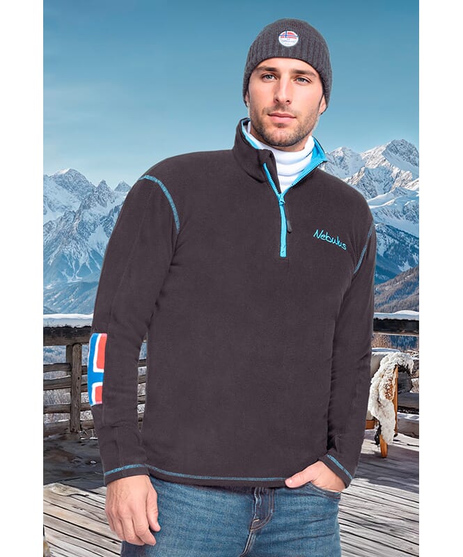 Fleecepullover KURIO Heren schwarz-malibu