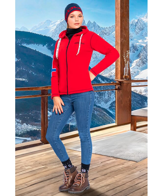 Fleecejacke NORDAST Damen rot-schwarz