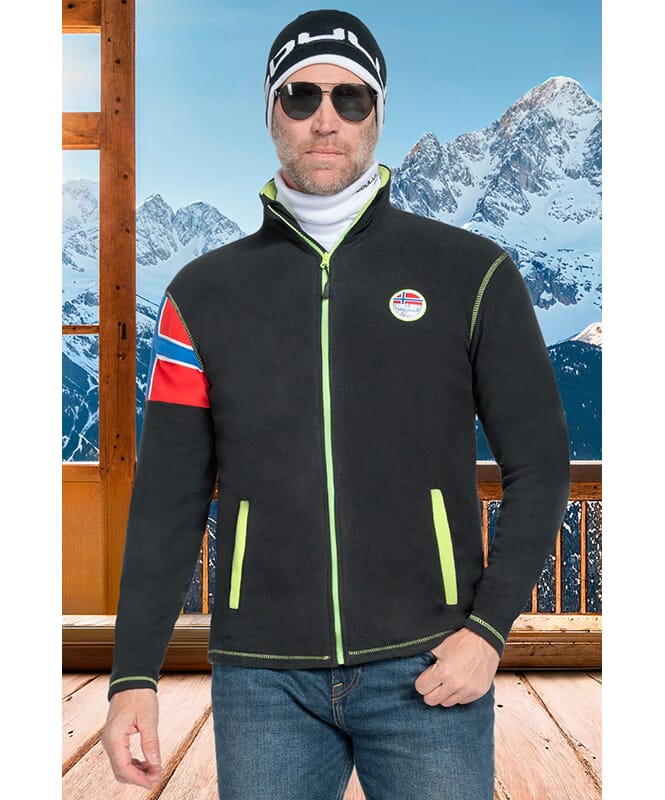 Chaqueta de forro polar REAL Hombres schwarz-lime