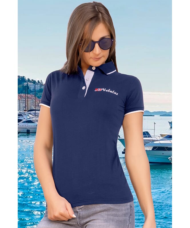 Camiseta polo LASTONE Mujeres navy-weiß