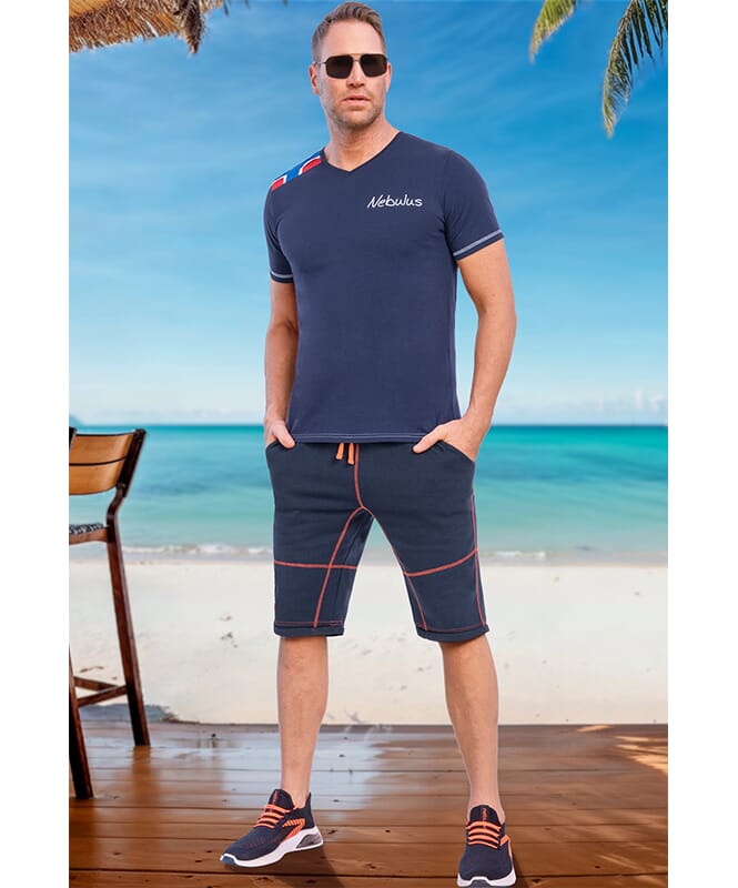 T-shirt READY Men navy-weiß