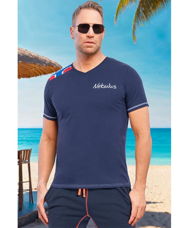 T-shirt READY Men navy-weiß