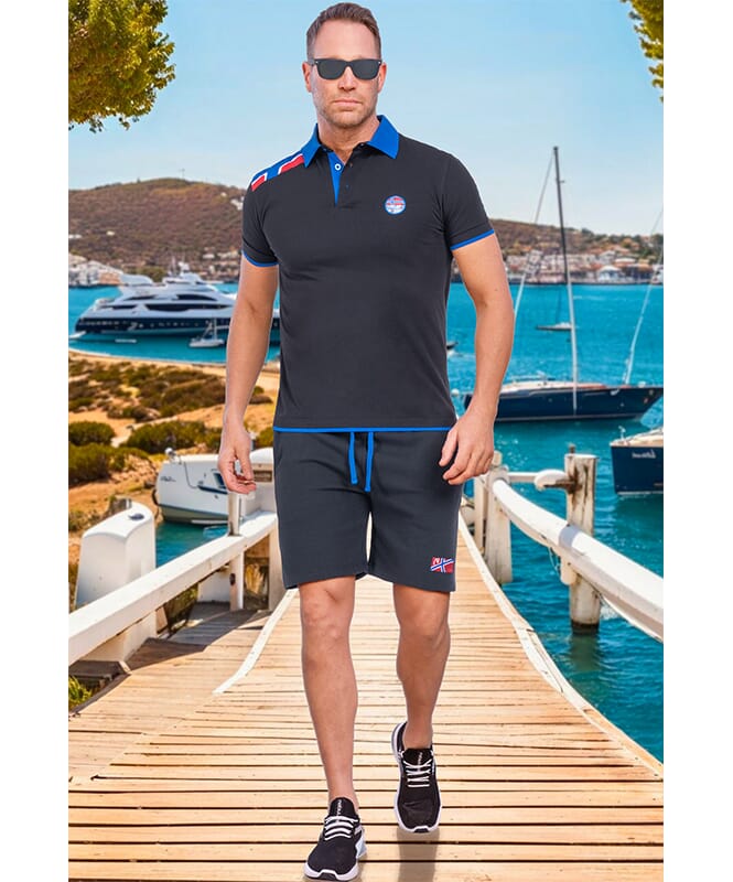 Maglia a polo NEBFLAG Signori schwarz-kobalt