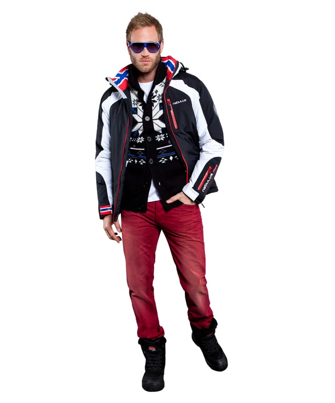 Ski jakke DAVOS Herrer schwarz-weiß